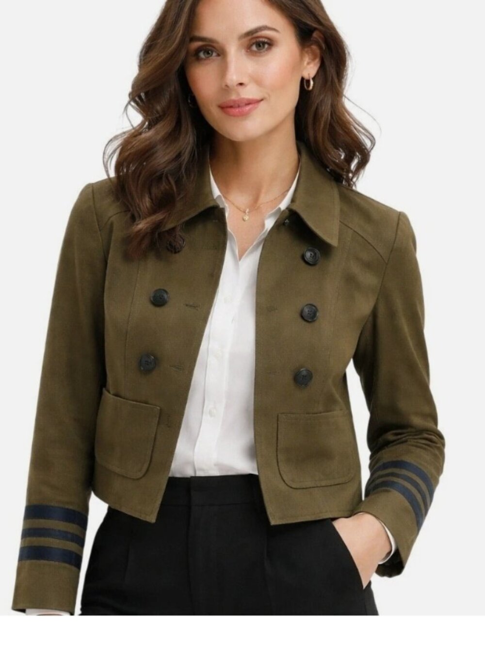 Ann Taylor LOFT Military Style Olive Green Jacket Career‎ Work Job